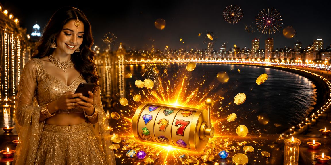 Colorful slot machine gameplay at Mumbai marine drive